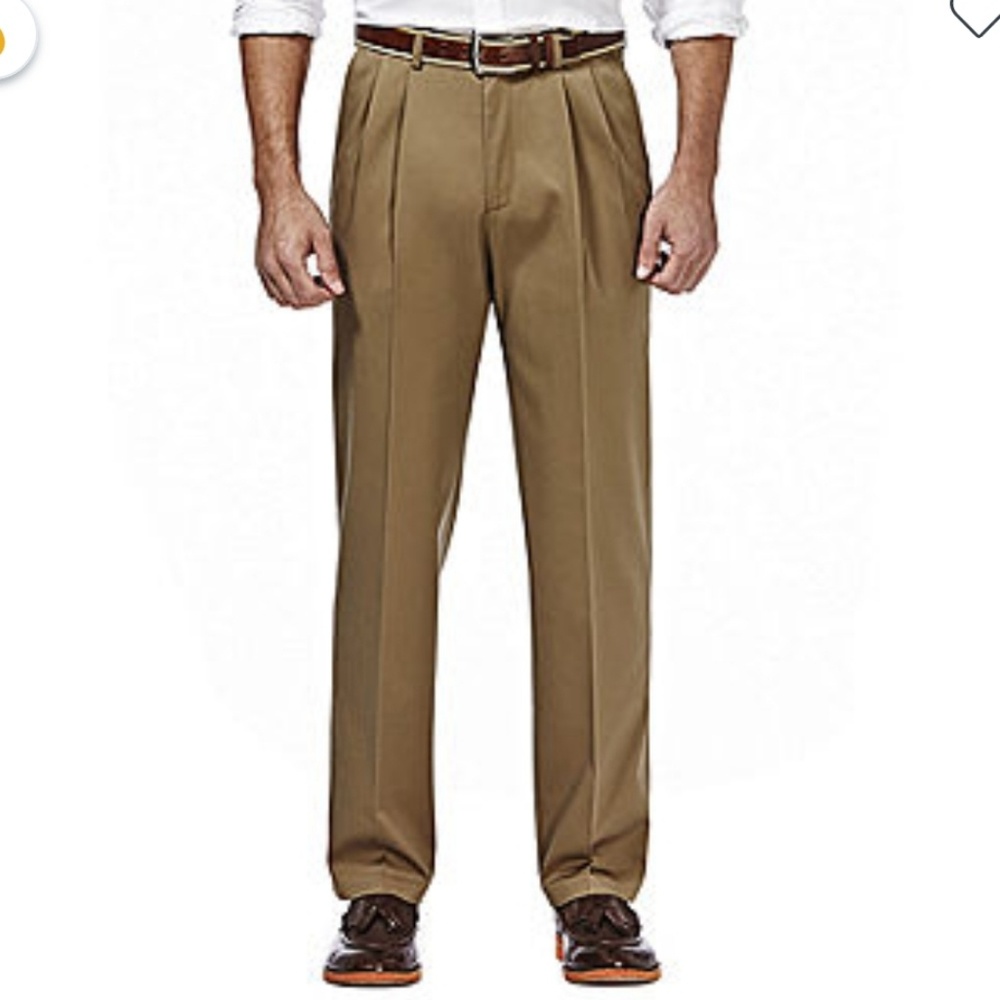Haggar pleated classic fit no iron khaki pants